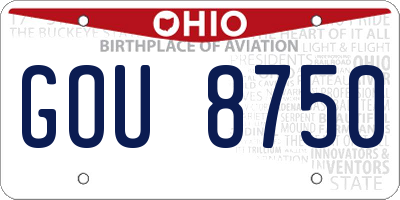 OH license plate GOU8750