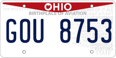 OH license plate GOU8753
