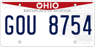 OH license plate GOU8754