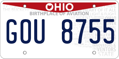 OH license plate GOU8755
