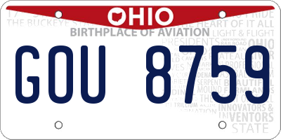 OH license plate GOU8759