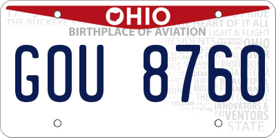 OH license plate GOU8760