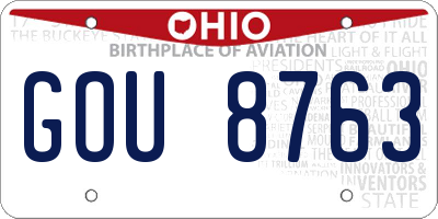 OH license plate GOU8763