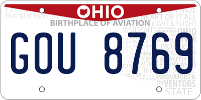 OH license plate GOU8769