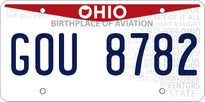 OH license plate GOU8782