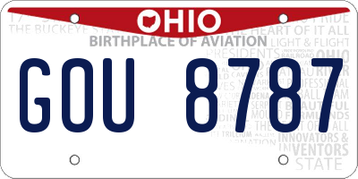 OH license plate GOU8787