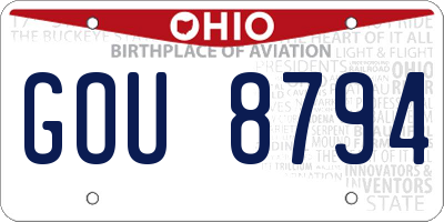 OH license plate GOU8794