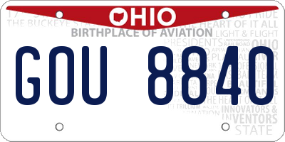 OH license plate GOU8840