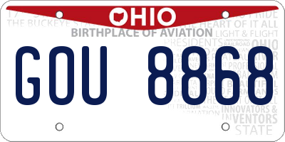 OH license plate GOU8868