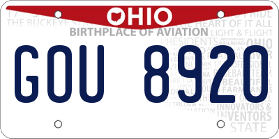 OH license plate GOU8920