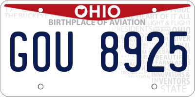 OH license plate GOU8925