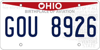 OH license plate GOU8926