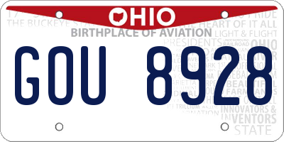 OH license plate GOU8928