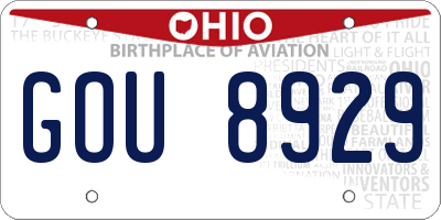 OH license plate GOU8929
