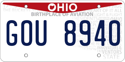 OH license plate GOU8940