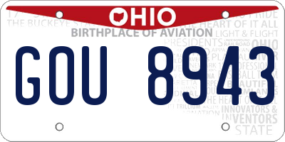 OH license plate GOU8943