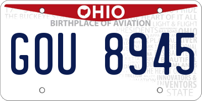 OH license plate GOU8945