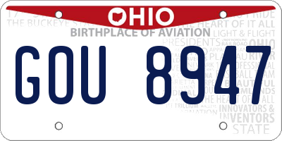 OH license plate GOU8947