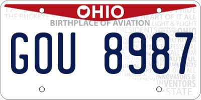 OH license plate GOU8987