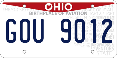 OH license plate GOU9012