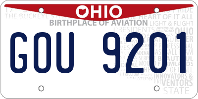 OH license plate GOU9201