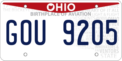 OH license plate GOU9205