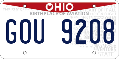 OH license plate GOU9208