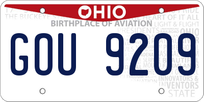 OH license plate GOU9209