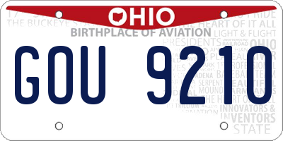 OH license plate GOU9210
