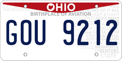 OH license plate GOU9212