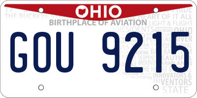 OH license plate GOU9215