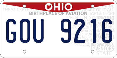 OH license plate GOU9216
