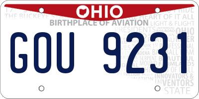 OH license plate GOU9231