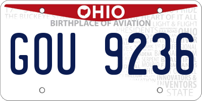 OH license plate GOU9236