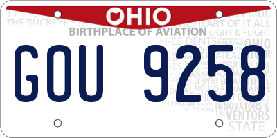 OH license plate GOU9258
