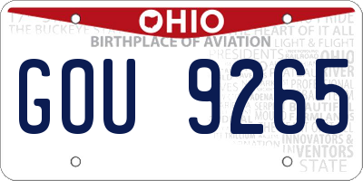OH license plate GOU9265