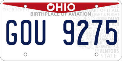 OH license plate GOU9275