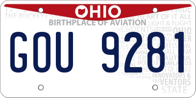 OH license plate GOU9281