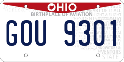 OH license plate GOU9301