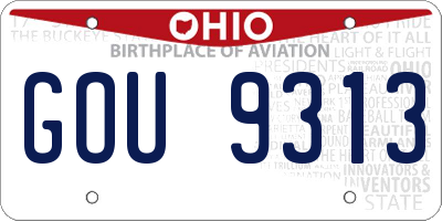 OH license plate GOU9313