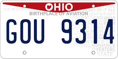 OH license plate GOU9314