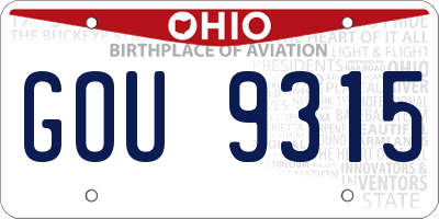 OH license plate GOU9315