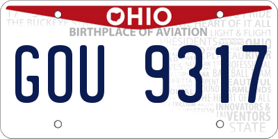 OH license plate GOU9317