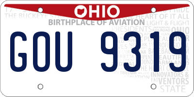 OH license plate GOU9319
