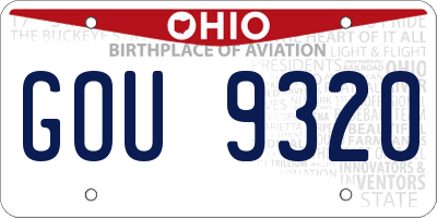 OH license plate GOU9320