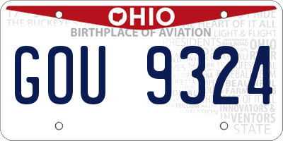 OH license plate GOU9324