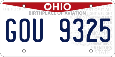 OH license plate GOU9325