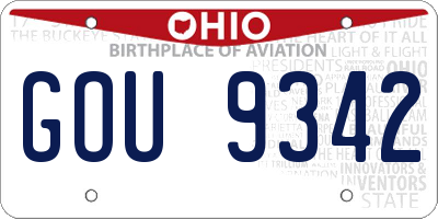 OH license plate GOU9342