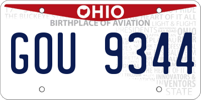 OH license plate GOU9344