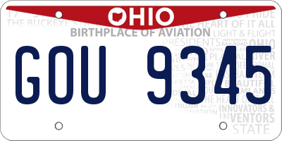 OH license plate GOU9345